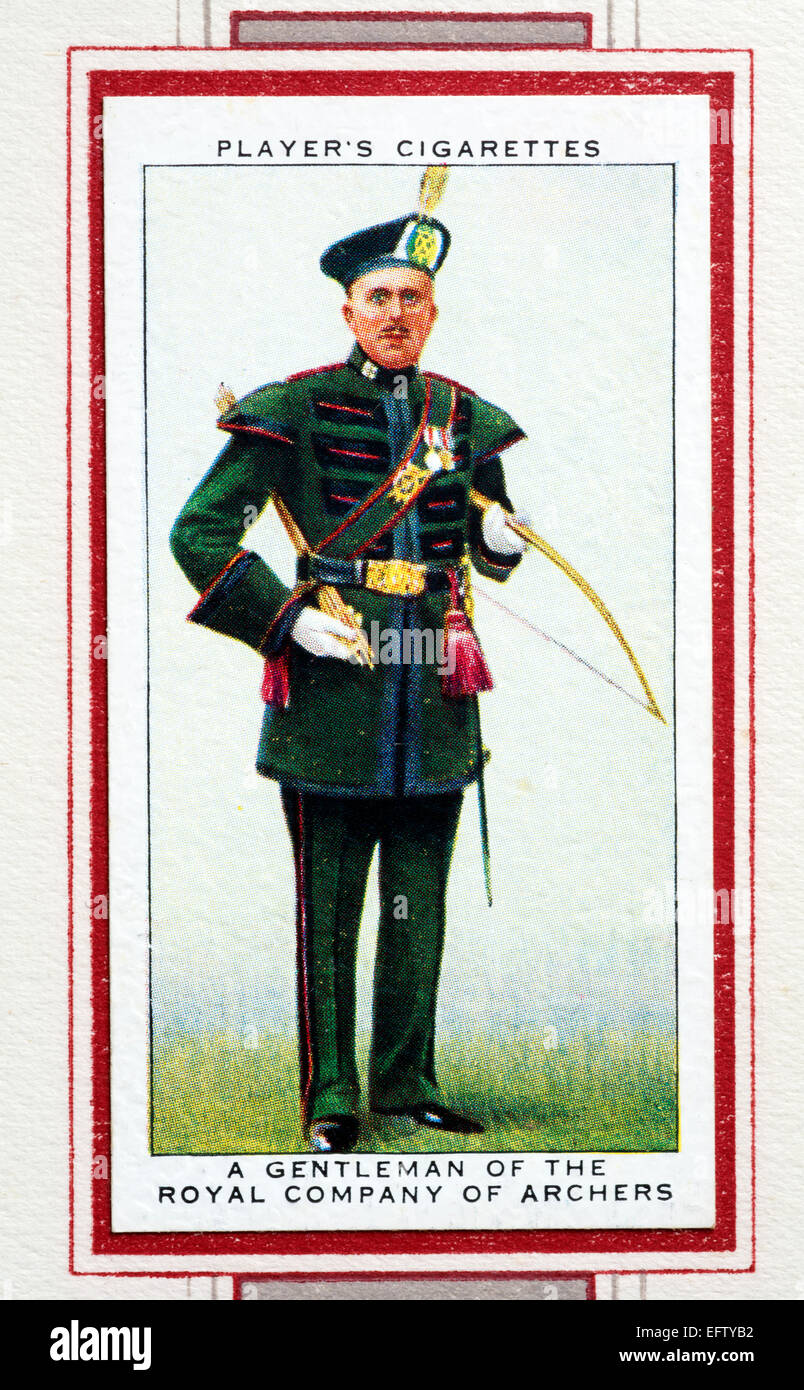 Player`s cigarette card - A gentleman of the Royal Company of Archers. Stock Photo